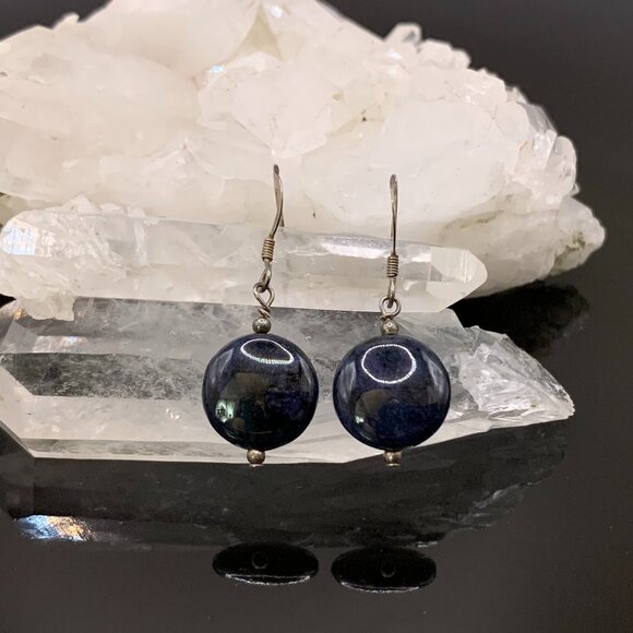Dark Blue Sodalite Stone Sterling Silver 925 Bracelet Earrings Set J521 - Picture 4 of 6
